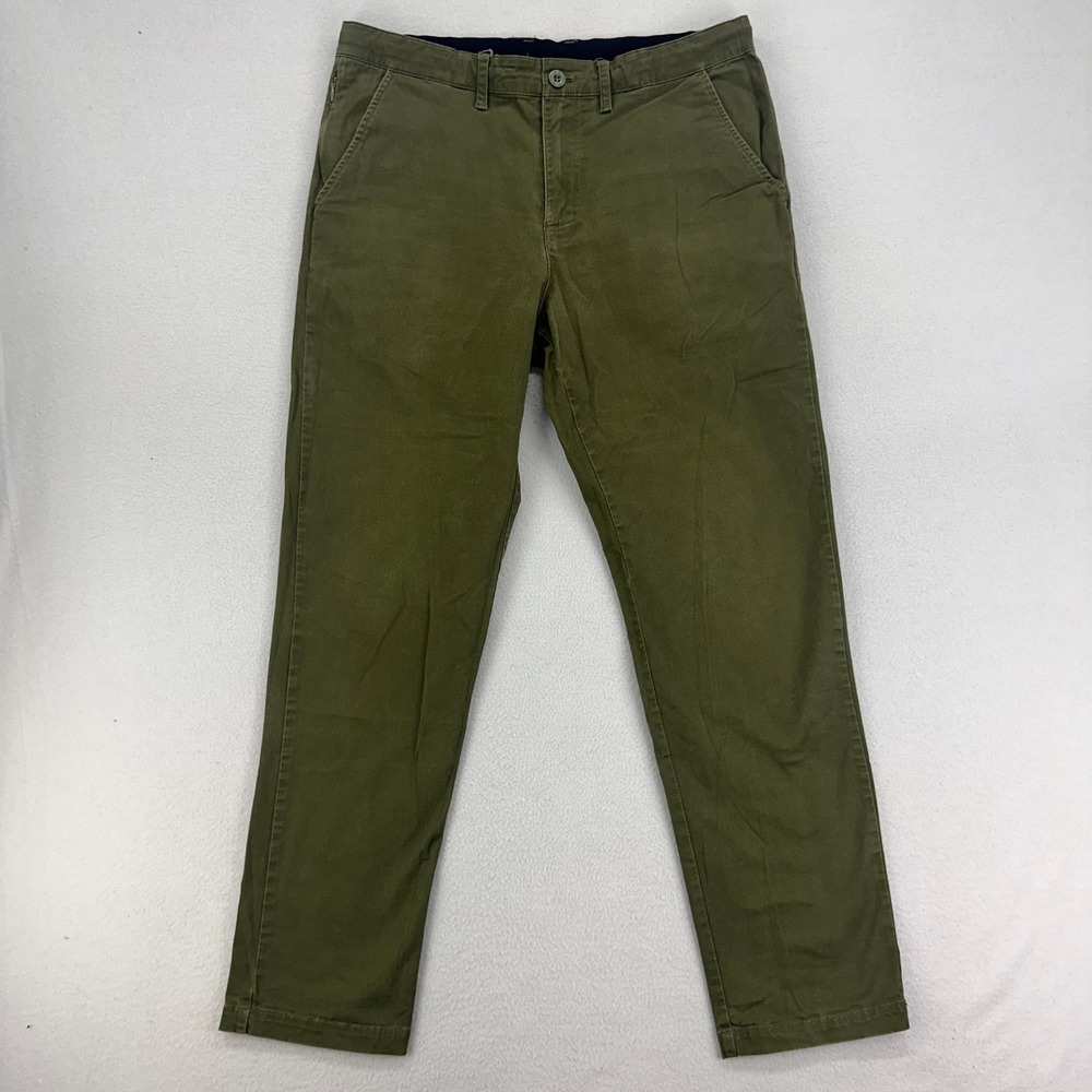 Bottoms Lab Chinos Mens Large Olive Green Cotton Twill Slim-Fit Trousers Preppy‎
